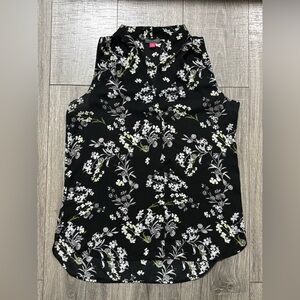 Vince Camuto Black Floral Sleeveless Blouse